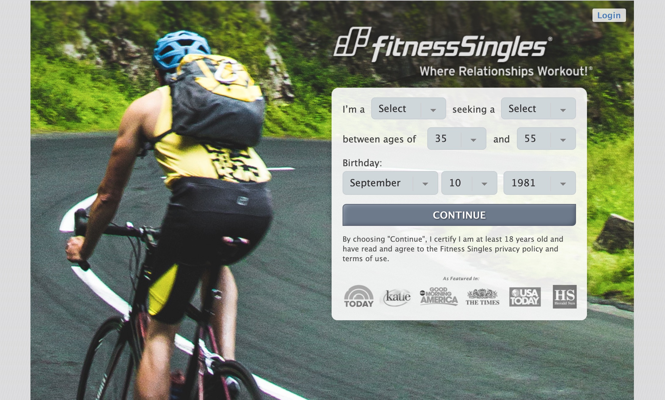 fitness singles main page