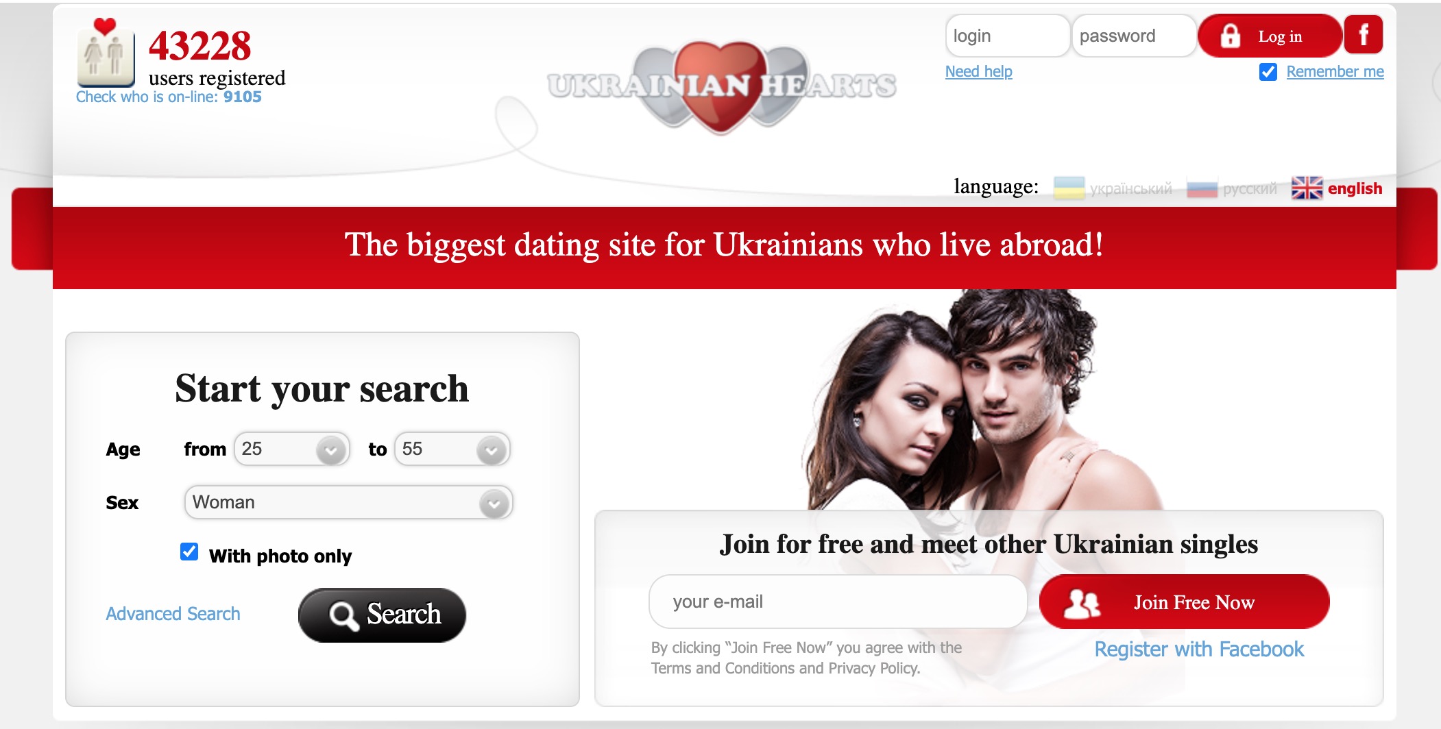 UkrainianHearts main page