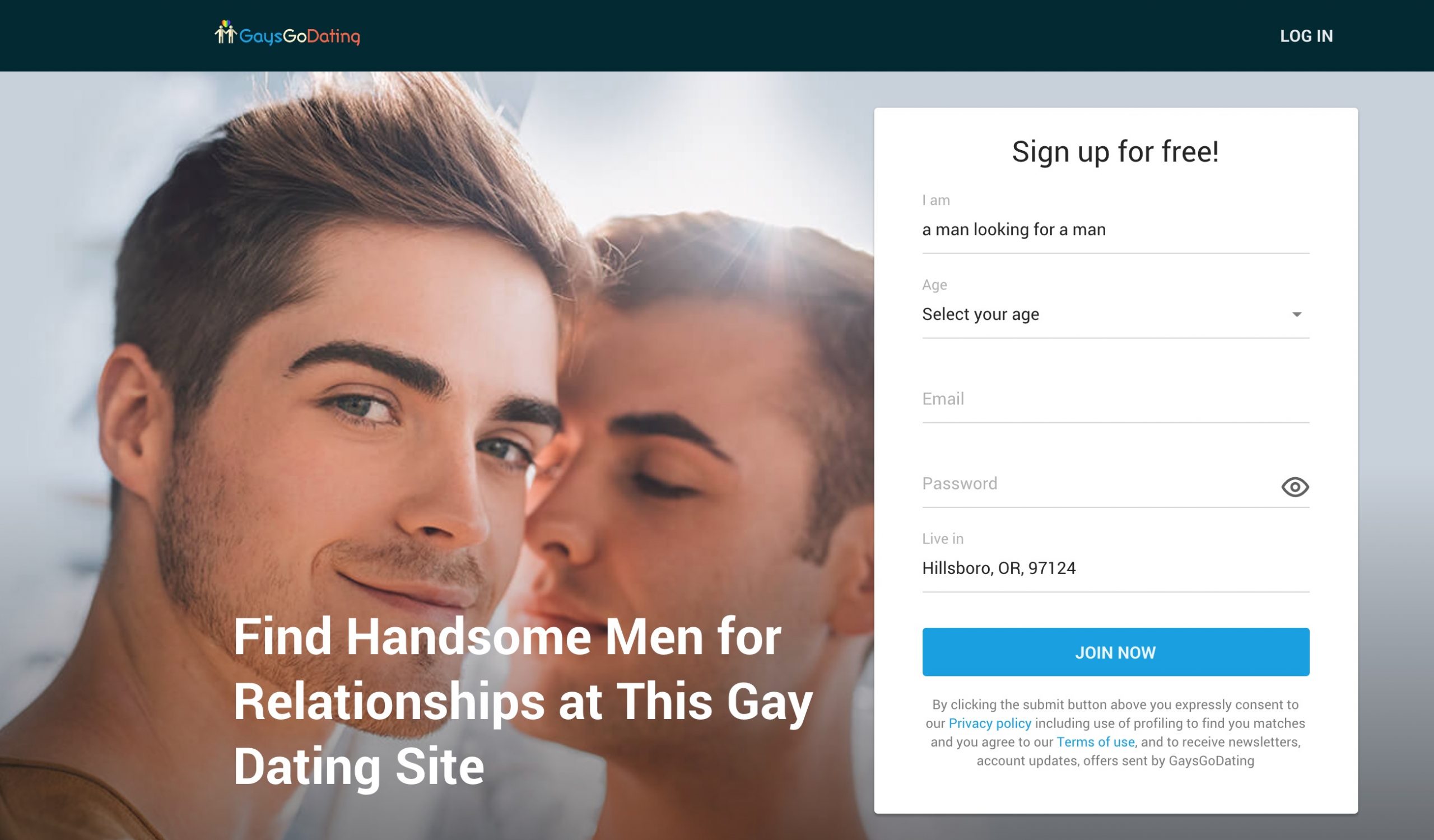 GaysGoDating main page